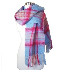 Mohair Wool Scarf Pastel Blue Pink John Hanly Ireland